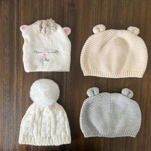 BABY GIRL HAT BEANIE SET EARS KITTEN POM POM KNIT CUTE FASHION FALL